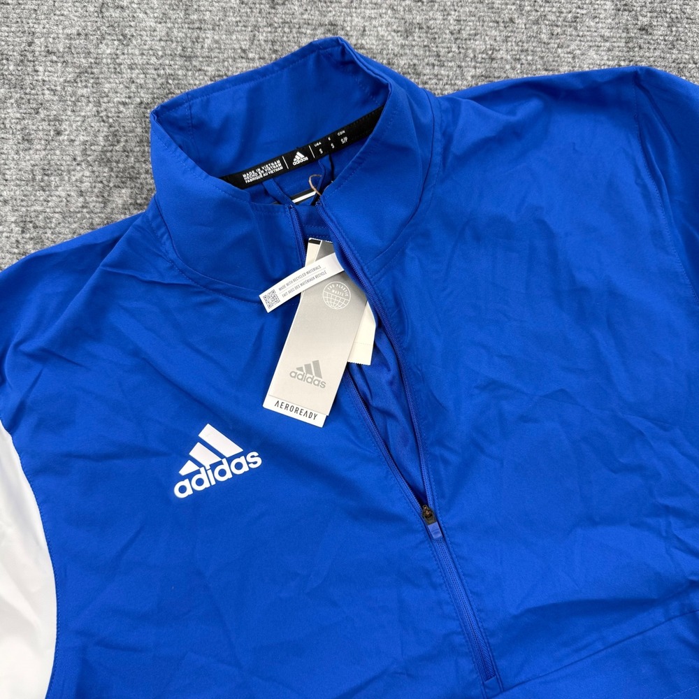 Adidas STM 1/4 Zip Short Sleeve Small Royal Blue White Aeroready NWT‎ Men's